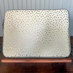 Dabney Lee 13.3 Inch Laptop Sleeve, Champagne Gold Dot, Cream Neoprene Case